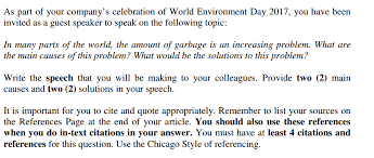 I want to present a speech on the theme of world environment day, which is a safe and secure environment by the un general assembly and a campaign to solve all the environmental issues in order to achieve a better future. As Part Of Your Company S Celebration Of World Chegg Com