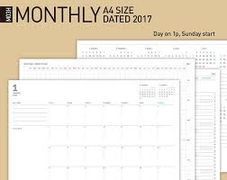 2017 Printable Monthly Calendar Monthly Planner Desktop Monthly Calendar A4 Size Dated 2017 1 2018 1 Year Project Planner