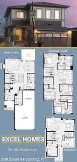 Monsterhouseplans.com offers 29,000 house plans from top designers. Eaton 2 Story Floor Plan With Basement 3 Bedroom 2 5 Bathroom 1 556 Sq Ft From Excel Homes Find More S Basement House Plans House Blueprints House Layouts