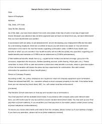 Use this job termination letter sample to let employees know that they have been fired in the most an effective job termination letter will inform an employee who is being let go on. Free 9 Sample Employee Termination Letters In Pdf Ms Word