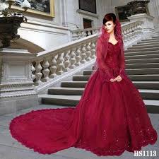 Wedding Dress Long Sleeve Bridal Gown Red Wedding Dresses Modest Wedding Gowns