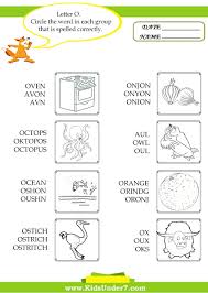 Kids Under 7 Circle The Correct Spelling Of O Words