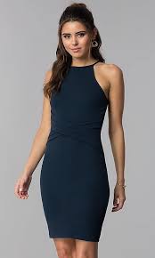 Navy Blue Short Sheath Wedding Guest Party Dress Cocktail Dresses With Sleeves Dresses Blue Wedding Guest Dresses