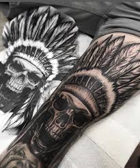 The use of feathers, headdresses, and native american imagery are depictions of spirituality, bravery, and leadership. Pin By Erik Jacobsson On Bjorn Indian Skull Tattoos Skull Sleeve Tattoos Headdress Tattoo