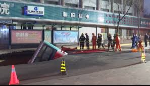 china sinkhole: six killed as ground