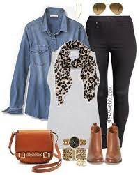 Plus Size Denim Shirt Outfit Plus Size Fall Outfit Denim Shirt Outfit Fashion