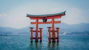 Japan Gate Torii Red Shrine In Red Shrine In Body Of Water Itsukushima Shrine Japan Japan Temple Scenic Travel Japan Travel