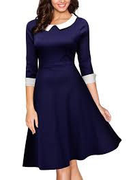 Women S Formal Polo Neck Navy Style Party Swing Dress Navy Blue Ca12n18imic In 2020 Business Dresses Fashion Ladies Tops Fashion