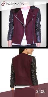 Iro Leather Sleeves Jacket Only Worn Once Leather Sleeve Jacket Leather Sleeve Burgundy Jacket