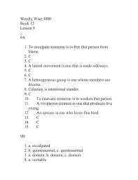 Wordly wise 3000 book 8 lesson 9 answers; Wordly Wise 3000
