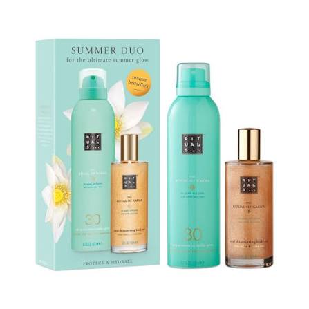 Rituals Summer Duo gift Set from The Ritual of Karma, SPF 30 Sun Cream & Body Shimmer Oil