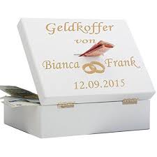 Geschenke 24 Geldkoffer Zur Hochzeit Weiss Ringe Originelles Geldgeschenk Personalisierte Spardos Hochzeitsgeschenk Personalisierte Spardose Geldkoffer