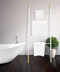 Elegant ladder made out of solid oak for bath towels and pieces of clothing. Towel Dry Ladder Towel Rail Bathroom Ideas Housewarming Gifts