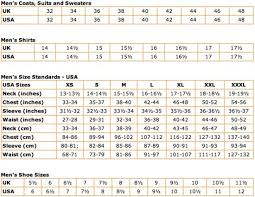 Uk Usa Clothing And Shoe Size Conversions