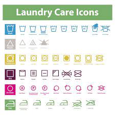 Colored washing icons and laundry symbols in flat style. Wash With Like Colors Symbol
