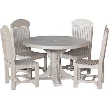Luxcraft Recycled Plastic 4ft Round Table Set With 4 Chairs Table Outdoor Furniture Sets Table Settings