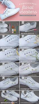 Make Your Own Daisy Embroidered Sneakers For Spring Embroidery Crafts Diy Embroidered Embroidery Shoes Diy Sneakers Simple Embroidery