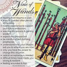 Learn the tarot card meanings with tarot card by card. Nine Of Wands Tarot Card Readers Tarot Meanings Wands Tarot