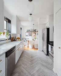 gray travertine floor kitchen