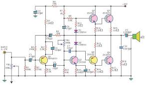 140 Watt Audio Amplifier Using 6 Transistors Amplificador De Audio Amplificador Diagrama De Circuito
