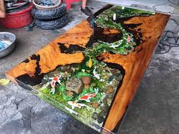 Epoxy Resin Table Koi Fish Pond Design In Wood Epoxy Resin Table Wood Resin Table Epoxy Resin Diy