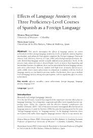 Pdf Effects Of Language Anxiety On Three Proficiency Level Courses Of Spanish As A Foreign Language