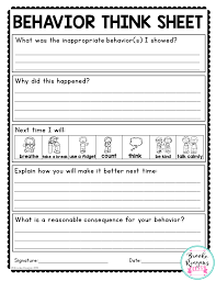 Behavior Reflection Sheets Behavior Reflection Behavior Reflection Sheet Think Sheets