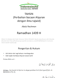 Simpan silabus tahsin dan tahfizh untuk nanti. Materi Tahsin Pdf Belajar Saja
