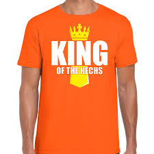 Met de pasen achter de rug, zijn het nog maar een paar dagen naar de volgende leuke feestdag: Koningsdag T Shirt King Of The Kechs Met Kroontje Oranje Voor Heren Partyshopper Oranje Artikelen Winkel