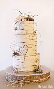 Birch Wood Wedding Cake Custom Designed By The Pastry Studio Daytona Beach Florida Wood Wedding Cakes Birch Tree Wedding Birch Wedding