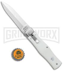 It was known as mikova until 1899. Mikov 241 Predator Abs White Automatic Lever Lock Knife Satin Plain Grindworx