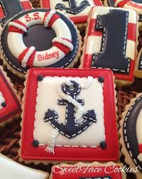 Nautical Cookie Set Anchor Life Ring Red White Blue By Sweetface Cookies Galletas Marinero Galletas Decoradas Galletas