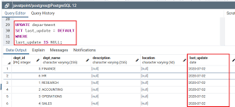 Update command is used to update any record of data in a table. Postgresql Update Javatpoint