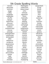5th Grade Spelling Words List 5th Grade Spelling Grade Spelling 5th Grade Spelling Words