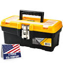 CANOPUS Plastic Toolbox, 13-inch Portable Tool Box with Metallic ...