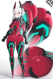 android android girl big ass bodysuit cybernetics female female  focus female only from behind mechanical solo solo female thick thighs  virtual youtuber vshojo white hair zentreya 