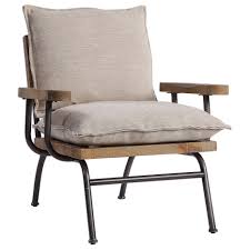 The seat and back are made with natural woven rattan in neutral beige and light gray tones. Uttermost Accent Furniture Accent Chairs 23475 Declan Industrial Accent Chair Miller Home Exposed Wood Chairs