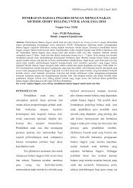 Karena aku orangnya ahli modus, maka tidak butuh waktu lama untuk mengenalnya. Pdf Penerapan Bahasa Inggris Dengan Menggunakan Metode Story Telling Untuk Anak Usia Dini