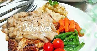 Resep Steak Ayam Saus Jamur Oleh Vinay89 Recipe Resep Steak Lauk Makan Malam Resep Masakan