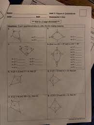 Also, , beacuse rectangles have congruent diagonals, which intercect equally. Solved Name Unit 7 Polygons Quadrilaterals Homework 7 Chegg Com