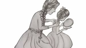 Mother daughter art print mother art motherhood big sister. How To Draw Mother And Daughter Drawing Youtube
