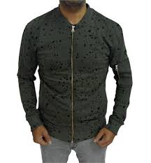 Erkek Puantiyeli Fermuarli Sweatshirt Haki Erkek Sweatshirt Kapsonlular