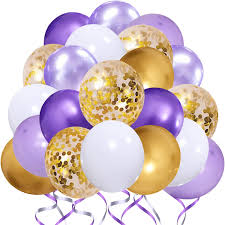 Buy Kalyerparty Purple Gold Confetti Latex Balloons 50pcs 12 Inch Gold Confetti Balloons And White Purple Balloons For Birthday Wedding Baby Shower Celebration Party Decorations Online In Italy B08zhfsr1y