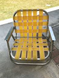 Vintage Webbed Beach Short Sand Chair Camping Yard Patio Metal Arms Yellow Unknown In 2020 Sand Chair Wrought Iron Patio Chairs Outdoor Deck Storage Box