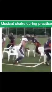 Musical Chairs During Practice Video In 2020 Funny Football Videos Sports Memes Funny Facts