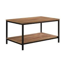 Round coffee table industrial style tea table metal frame for living room, 35.4 inch,brown. Wood Coffee Tables Target