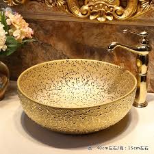 round golden jingdezhen bathroom
