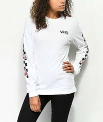 Black And White Long Sleeve T Shirt Vans Patchwork Rose White Long Sleeve T Shirt Long Sleeve Shirt Outfits White Long Sleeve Shirt Outfit Clothes