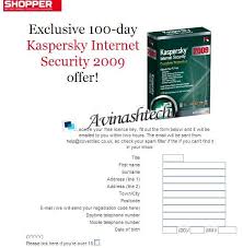 Download 100 Days Free Genuine License Key For Kaspersky Internet Security 2009 Avinashtech