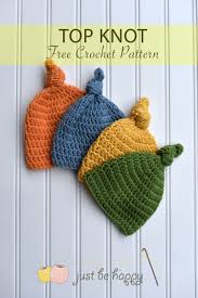 Free Top Knot Hat Pattern By Just Be Happy Crochet Crochet Baby Hat Patterns Newborn Crochet Patterns Crochet Baby Beanie